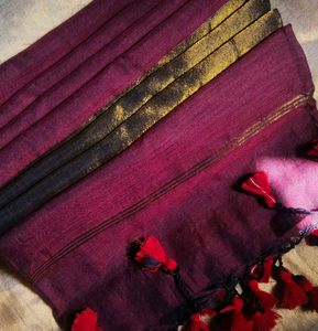 Elegant Maroon Khadi Cotton Saree