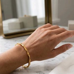 Elegant Gold Bamboo Bracelet