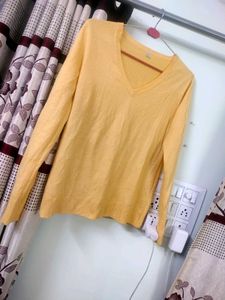 Yellow V-Neck Long Sleeve Sweater