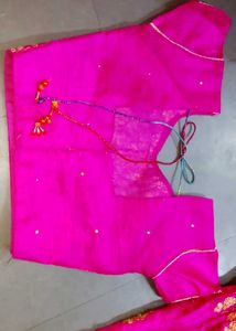 Vibrant Orange &amp; Pink Lehenga Choli Set