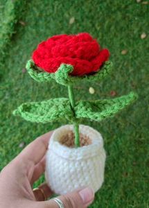 Crochet Rose in Pot