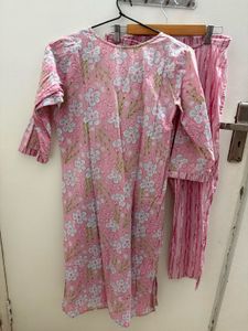 Pink Floral Print Kurta Set