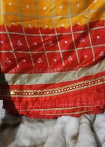 Yellow,Red Saree Combo