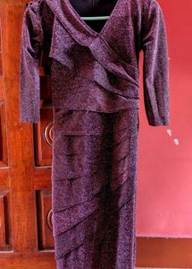Sparkly Purple Long Sleeve Dress
