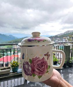 Vintage Floral Enamel Mug/Pot with Lid 2L(New)