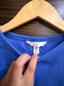 Blue Cropped Ribbed Tank Top NEVER WORN