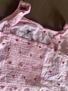 Cute Pink Heart Print Crop Top