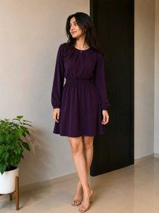 Elegant Purple Long Sleeve Dress