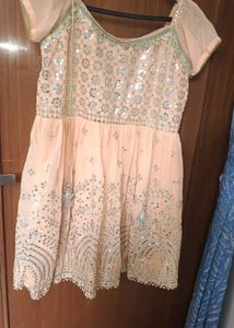 Beautiful Peach Sequined Kurta Set perfect for par