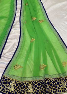 Vibrant Lime Green Embellished Saree