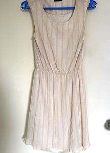 Elegant Cream Pleated Shimmer Dress | Excellent Co