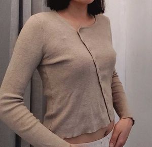 Women's Beige Knit Cardigan
