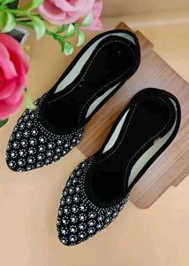 Elegant Black Embellished Flats