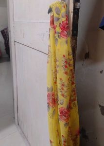 Beautiful Yellow Floral Print Saree