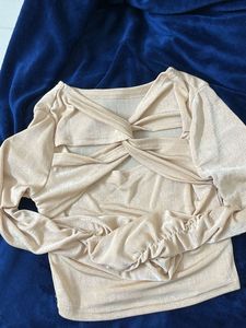 Sparkly Twist Front Cutout Top