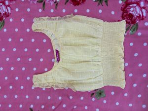 Cute Yellow Smocked Crop Top