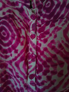 Vibrant Pink &amp; Beige Printed Short Kurta