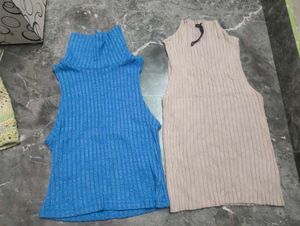 Sleeveless Ribbed Turtleneck Top