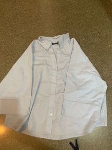 Light Blue Oversized Button-Up Shirt