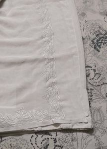 cutwork Elegant White Embroidered saree