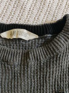 Gray Knit Pullover Sweater