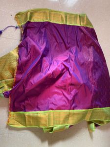 🪻Brinjal Purple with green border Saree🪻