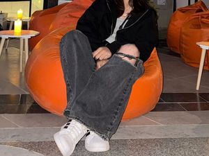 Washed Grey Wide Leg Ripped Jeans