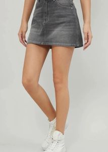 Gray Denim Mini Skirt