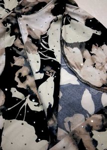 Floral Print Open Front Sequenced Blazer