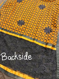 Bright Mustard Yellow Suit with Grey Embroidery