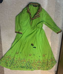 Green Ethnic Print Kurta Dress