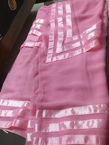 ONE DAY OFFER💥Baby Pink Georgette Saree