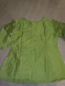 Embroidered Green short Kurti