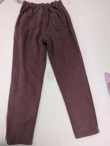 Stylish straight leg maroon jeans