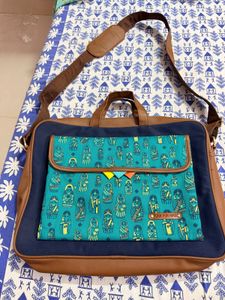 Turquoise Printed Unique Laptop Bag with Fun Print