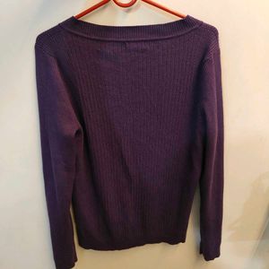 Merona Purple V-Neck Ribbed Sweater