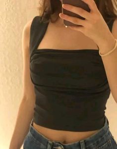 Chic Black Ruched Crop Top