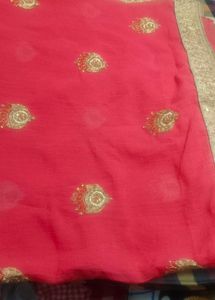 Beautiful Red Embroidered Saree