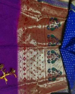 Elegant Blue &amp; Gold Banarasi Silk Saree