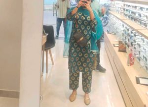 Teal Kurta with Silver Paisley Print