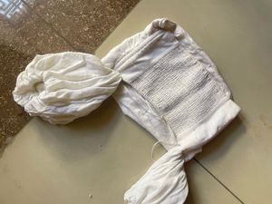White Ruched Puff Sleeve Top