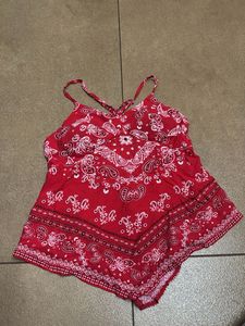 Red Paisley Print padded Camisole Top
