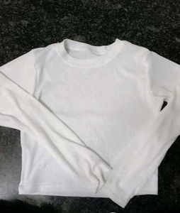 elegant white full sleeve women crop top