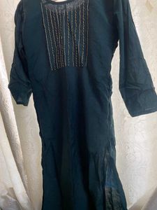 Elegant Dark Green Kurta with Embroidery