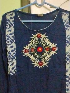 Blue Embroidered Kurti For Sale