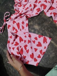 Cute Pink Heart Print Dress