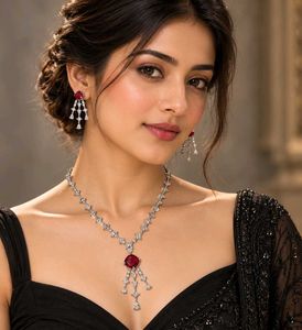 Exquisite Diamond & Ruby Necklace Set