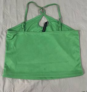 Lime Green Halter Neck Crop Top