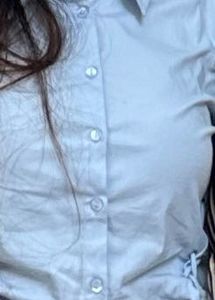 Chic Blue Cinched Waist Shirt