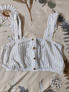 Striped Ruffle Crop Top